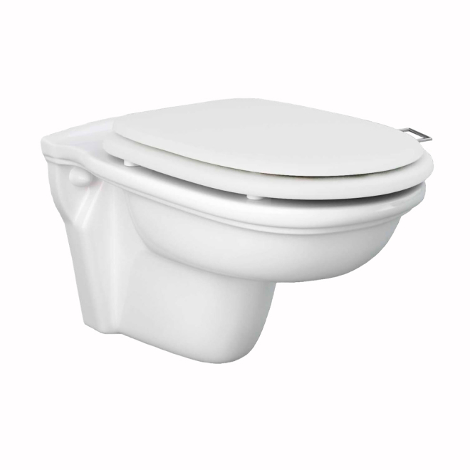 Washington Wall Hung Rimless WC with Soft Close Seat White - RAK Ceramics 