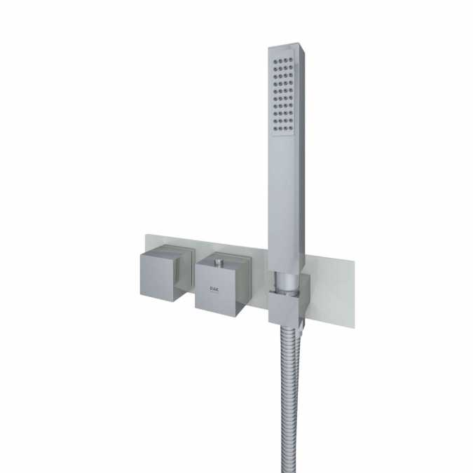 Feeling Greige Square Dual Outlet Shower Valve with Shower Kit by RAK Ceramics