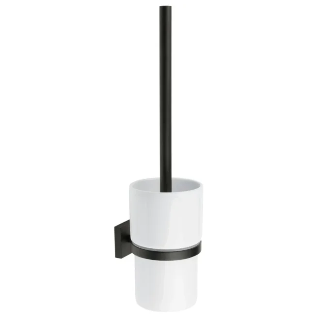 Smedbo House Matt Black Toilet Brush with Porcelain Holder