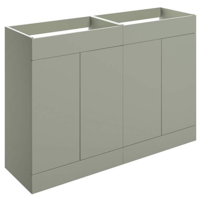 Shetland 1180mm Floor Standing 4 Door Basin Unit (No Top) - Matt Olive Green