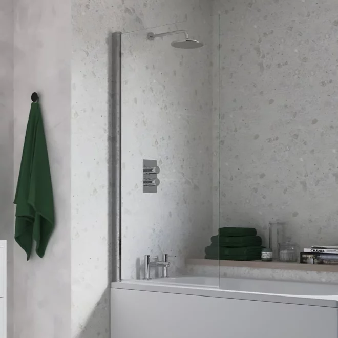 Bath Shower Screen Square Chrome 800x1400mm 