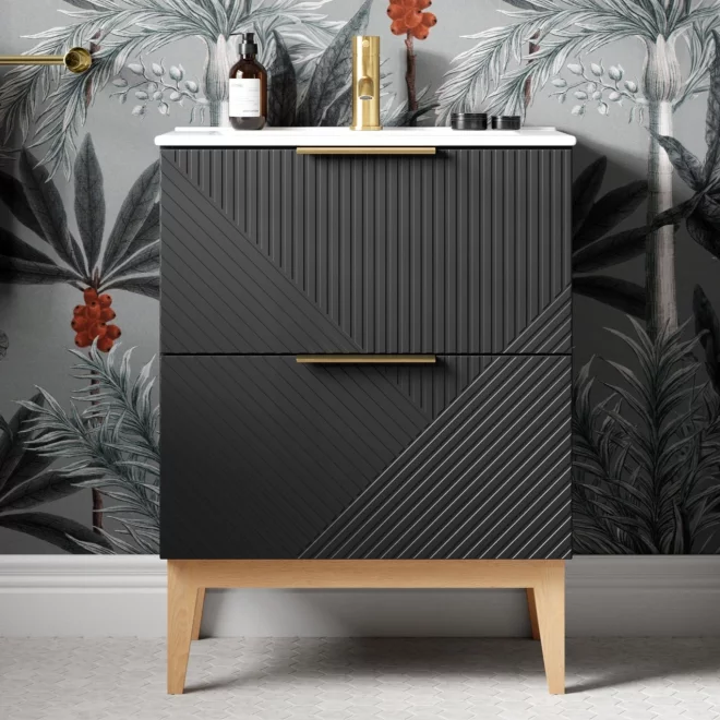 Herve 815mm Matt Graphite Grey Vanity Unit with Ceramic Basin