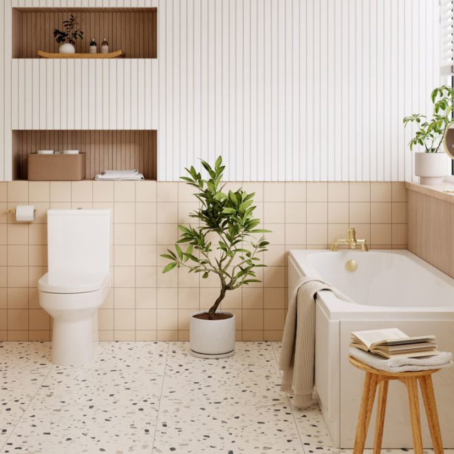 Whistle Closed Coupled Open Back Rimless Toilet & Soft Closing Seat