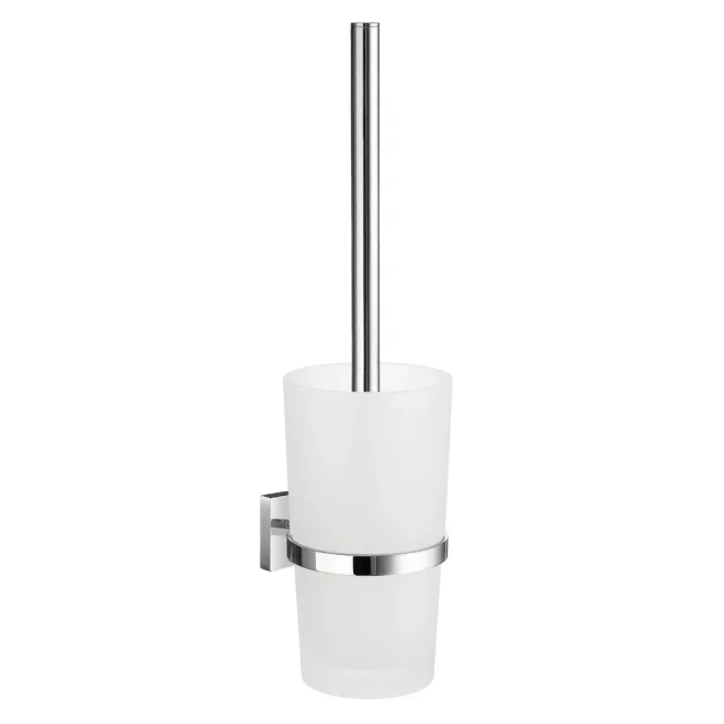 Smedbo House Chrome Toilet Brush with Frosted Glass Holder
