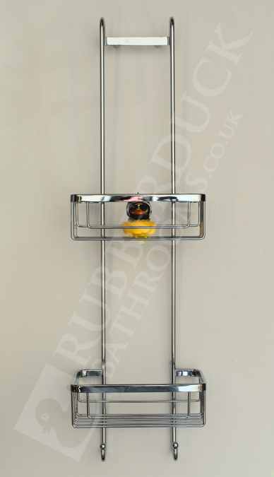 Roman RSB01 Chrome Double Hanging Shower Basket with Hooks CLEARANCE