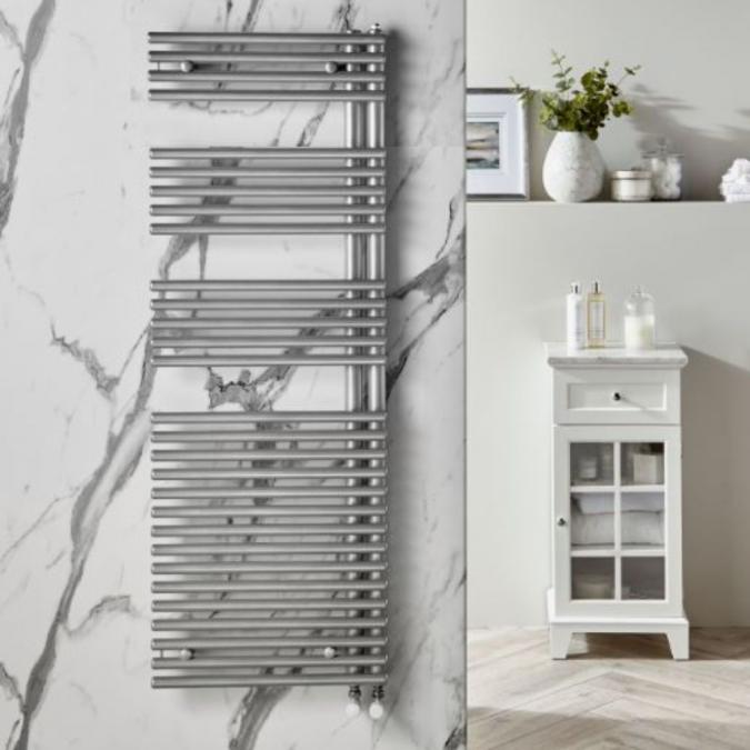 Redroom Omnia Titane Left Hand Towel Radiator, 1161 x 496mm