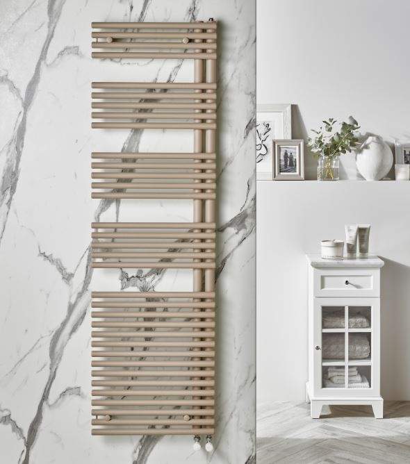 Redroom Omnia Quartz Beige Left Hand Towel Radiator - 1161 x 496mm