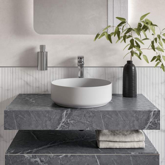 Rouen 800mm Grey Marble Floating Basin Unit