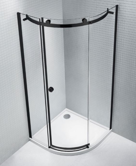Aquaglass Sphere 1200 x 900 Black Sliding Door Offset Quadrant Shower Enclosure 