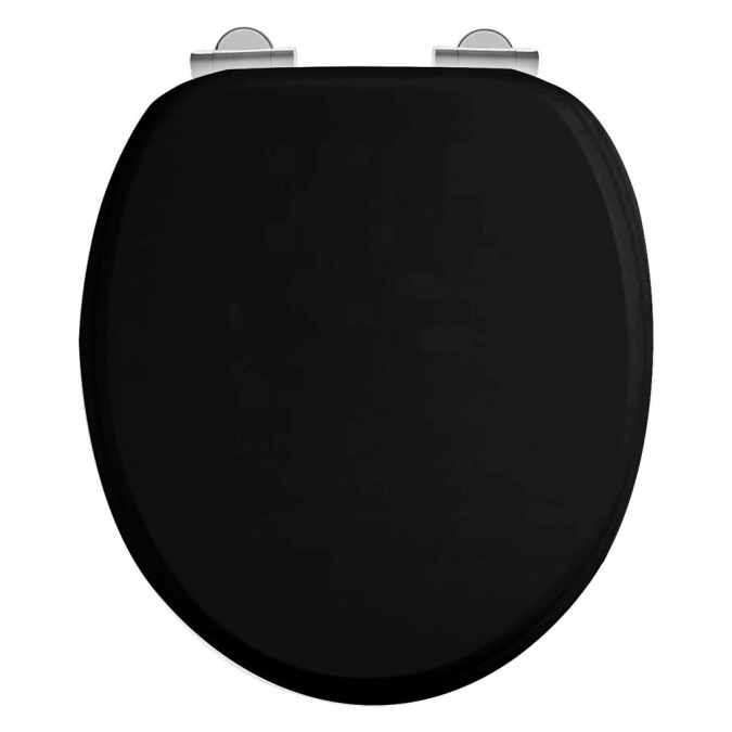 Burlington Matt Black Soft Closing Traditional Wood Toilet Seat - S48