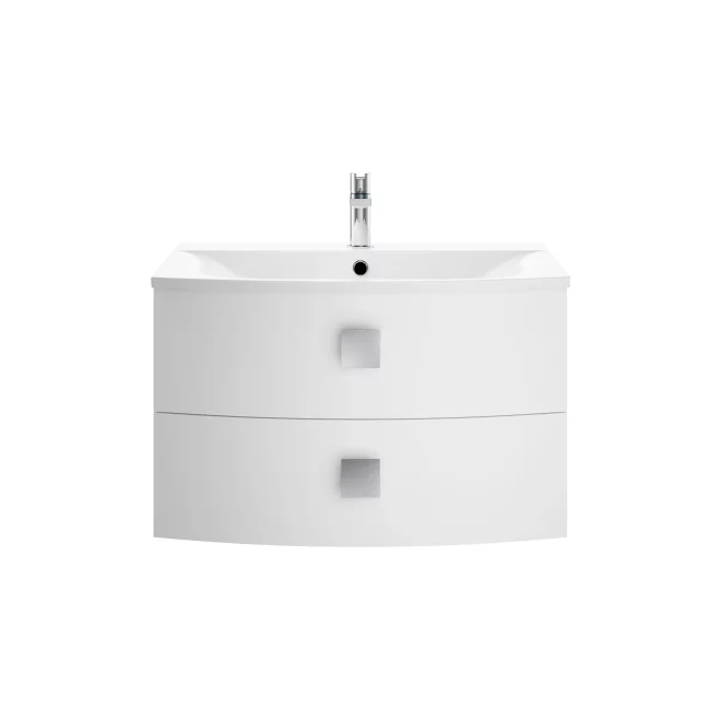 Hudson Reed Sarenna 700mm 2 Drawer Moon White Wall Hung Vanity With Curved Basin