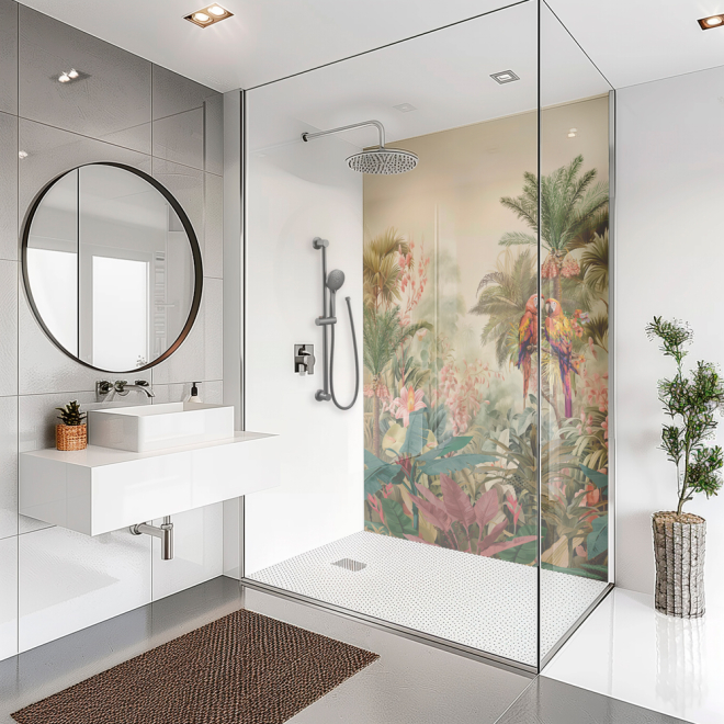 SplashBax Acrylic Shower Panel Tropical Oasis
