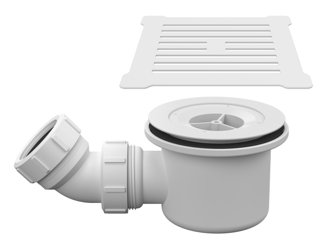 Nuie White Grid Square Shower Tray Waste