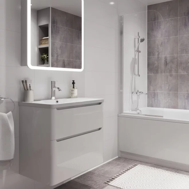 Snow White Tile Showerwall Laminate Panels