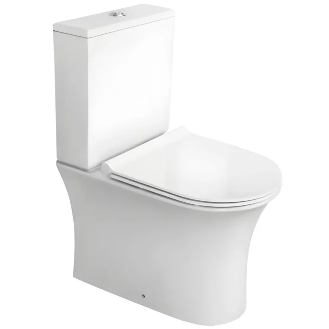 Synergy Fluid 455mm High Pan Rimless Close Coupled Toilet And Soft close Seat