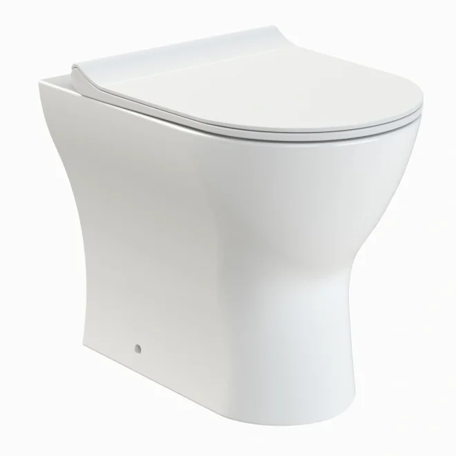 Synergy Freesia Rimless Back to Wall Toilet Pan With Seat