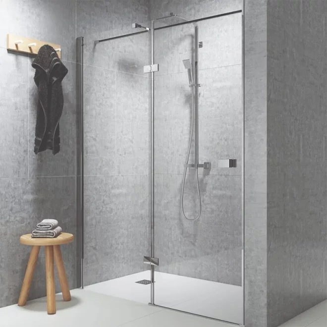 Vodas 8 Stella 1200 Frameless Hinge Door Shower Enclosure - Silver - RH - CLEARANCE