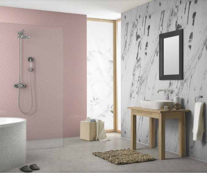 Scallop Blush Showerwall Acrylic Wall Panels