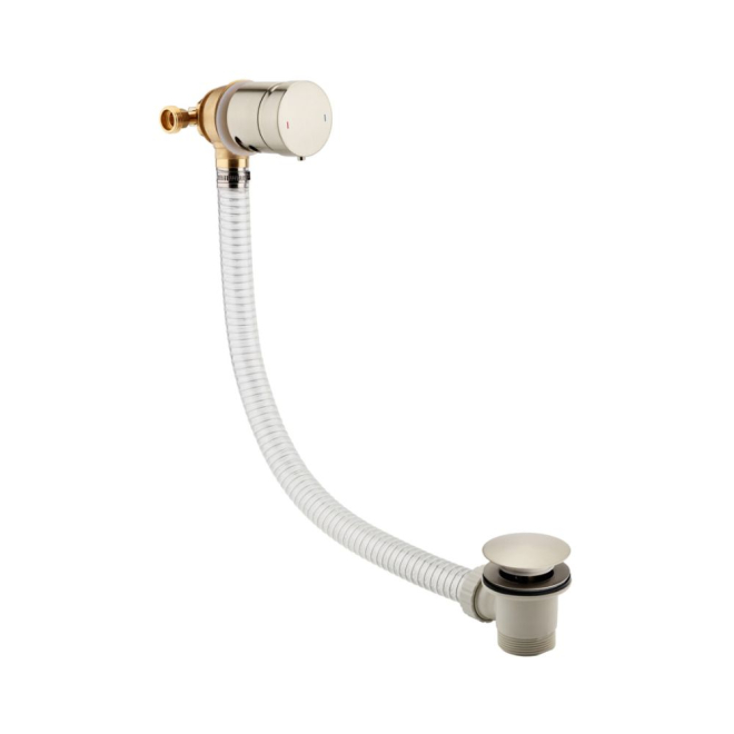 Scudo Brushed Nickel Bath Filler & Overflow with Click Clack Waste