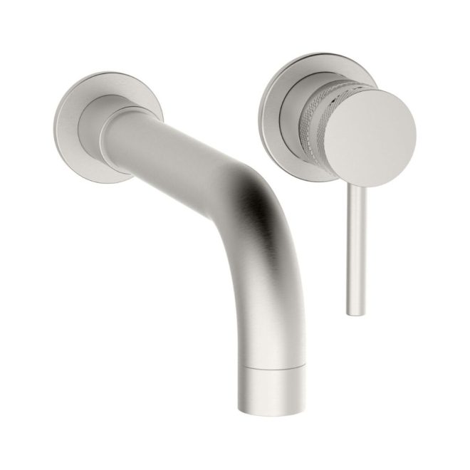 Scudo Core Brushed Nickel Wall Mounted Basin and Bath Tap