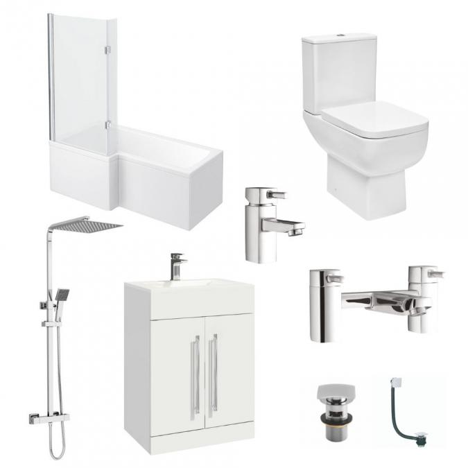 Complete Square Shower Bath Bathroom Suite by Scudo RDBSCOLSUITE1