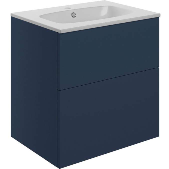 Shetland 610mm Matt Deep Blue 2 Drawer Wall Hung Vanity Unit