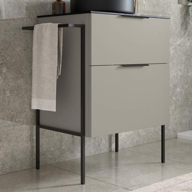 Shetland 590mm Matt Latte 2 Drawer Wall Hung Vanity Unit