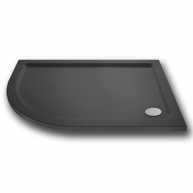 Nuie Pearlstone 1200 x 800 Left Handed Slate Grey Offset Quadrant Shower Tray
