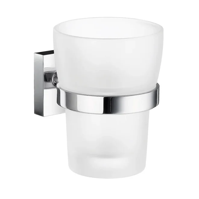 Smedbo House Frosted Glass Tumbler with Chrome Holder
