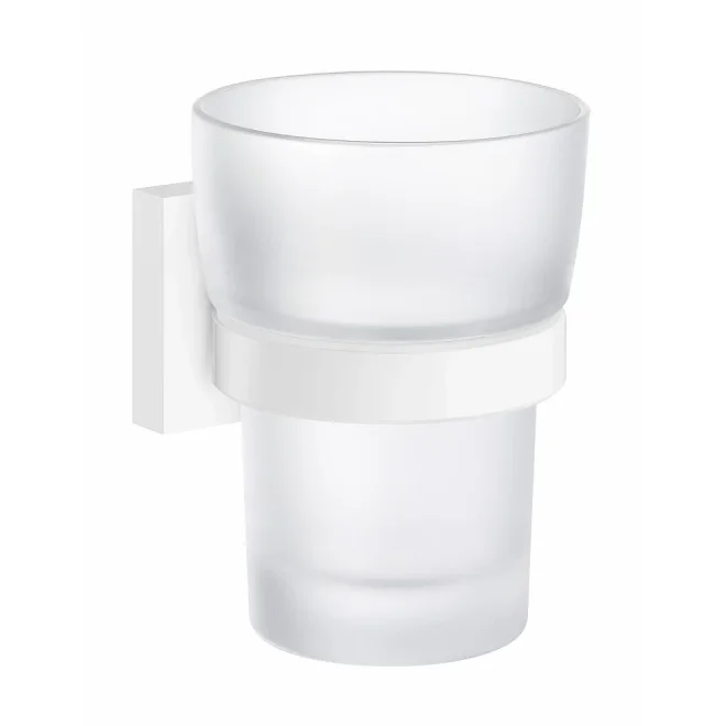 Smedbo House Frosted Glass Tumbler with Matt White Holder