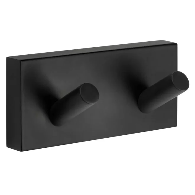Smedbo House Matt Black Double Towel Hook