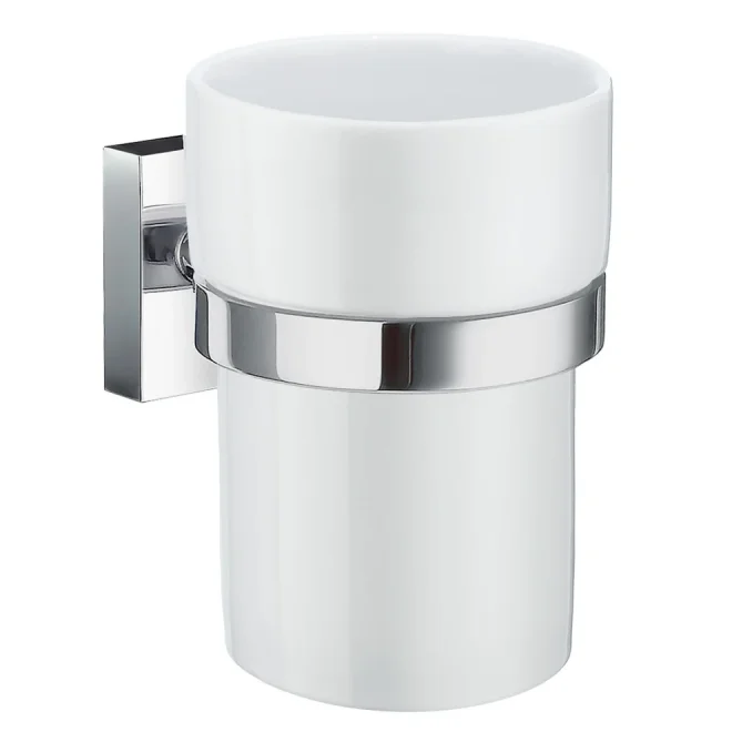 Smedbo House Porcelain Tumbler with Chrome Holder