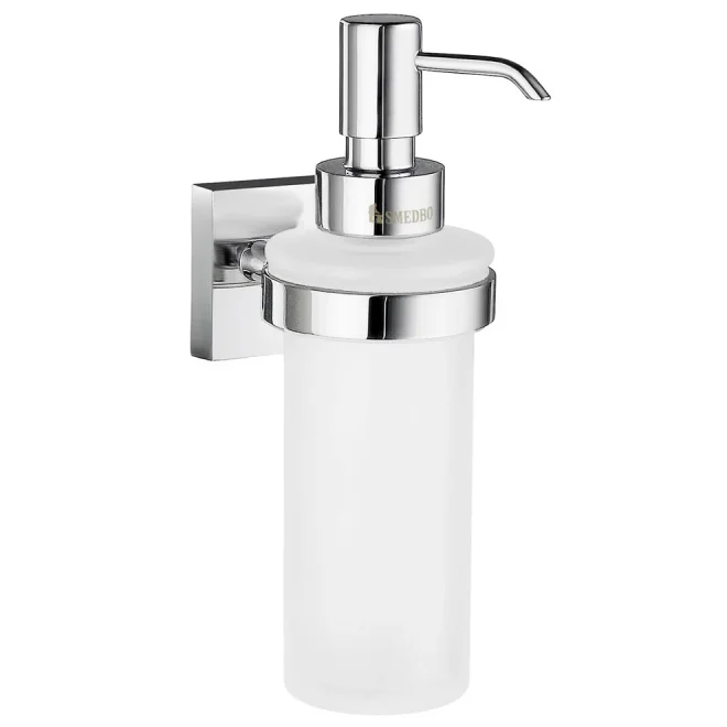 Smedbo House Tall Glass Soap Dispenser with Chrome Holder