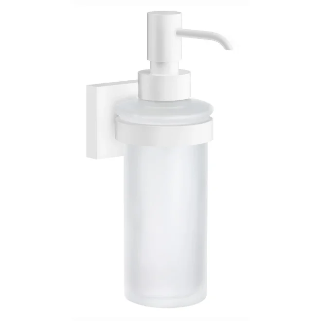 Smedbo House Tall Glass Soap Dispenser with Matt White Holder