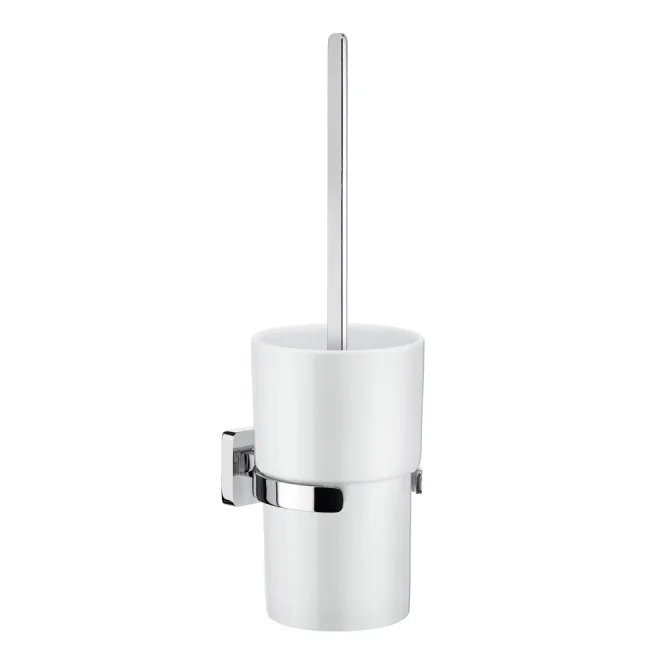 Smedbo Ice Chrome Toilet Brush with Porcelain Holder