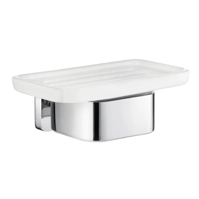 Smedbo Ice Porcelain Soap Dish with Chrome Holder