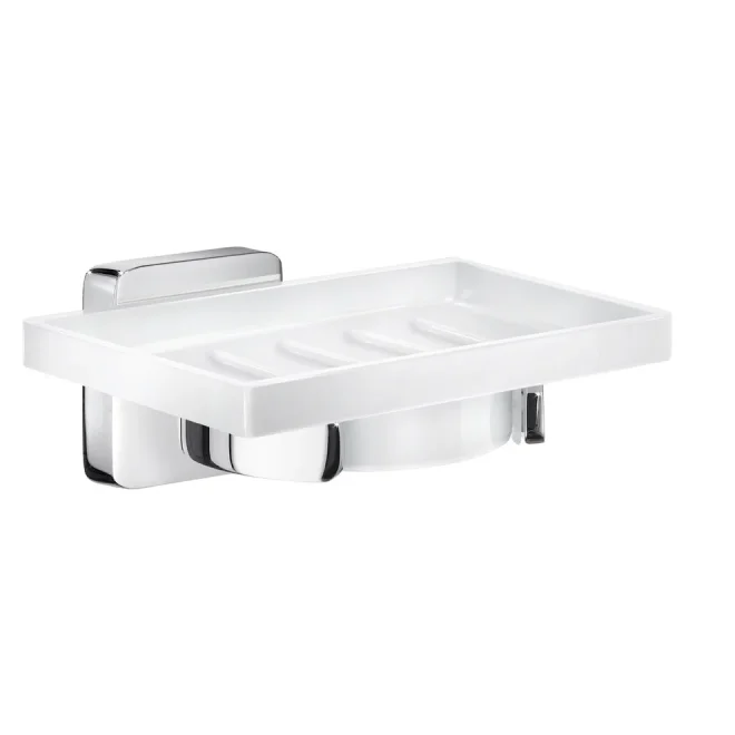 Smedbo Ice Porcelain Soap Dish with Polished Chrome Holder