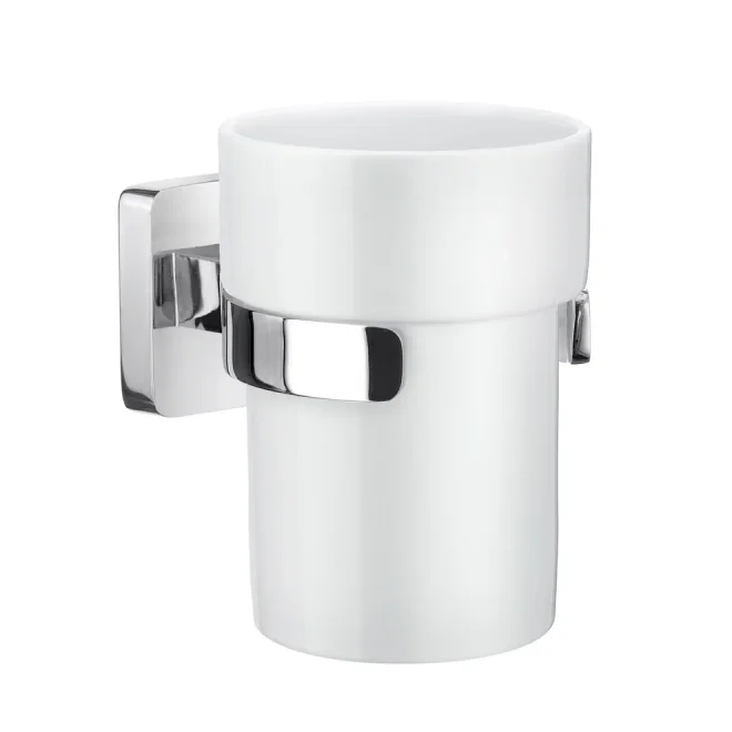 Smedbo Ice Porcelain Tumbler with Chrome Holder