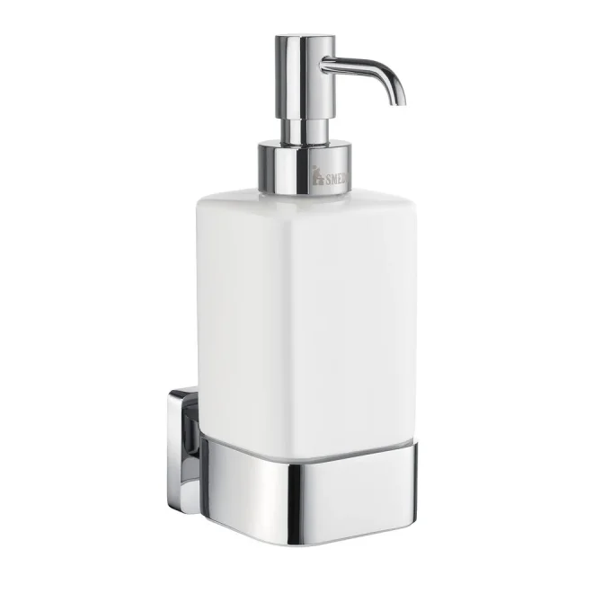 Smedbo Ice Square Tall Chrome and Porcelain Soap Dispenser