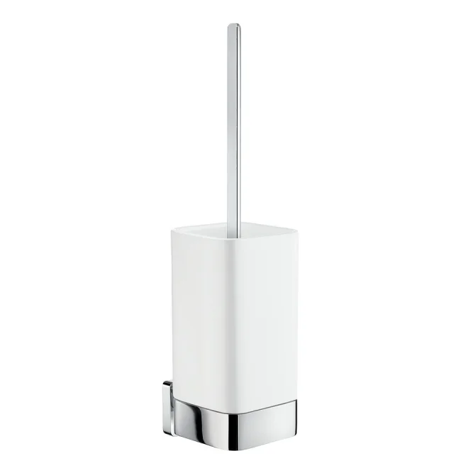 Smedbo Ice Square Chrome Toilet Brush with Porcelain Holder