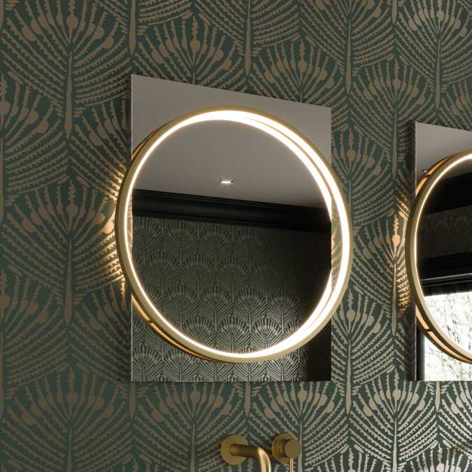 HIB Solas 60 LED Illuminated Bathroom Mirror - Brushed Brass Framed