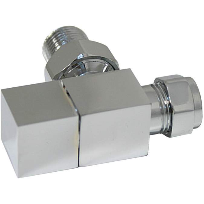 Angled Square Radiator Valves - Chrome 