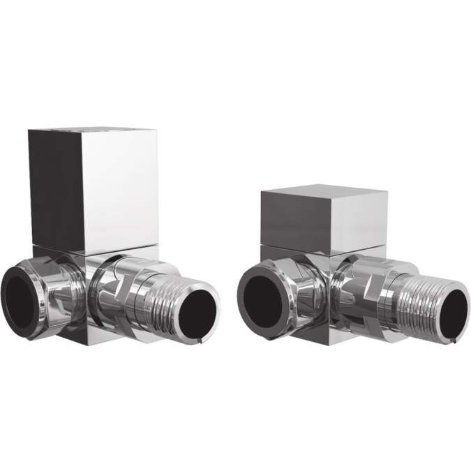 Corner Square Radiator Valves -  Chrome 