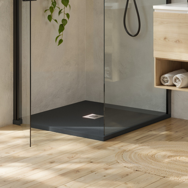 Tailored Trays Cuttable Slate Shower Tray in Charcoal Grey 800 x 800