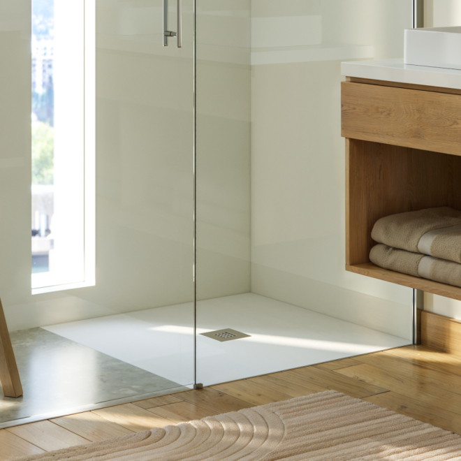Tailored Trays Cuttable Slate Shower Tray in Arctic White 800 x 800