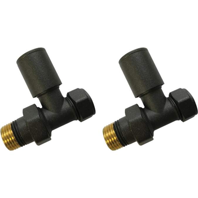 Straight Pattern Radiator Valves -  Anthracite 