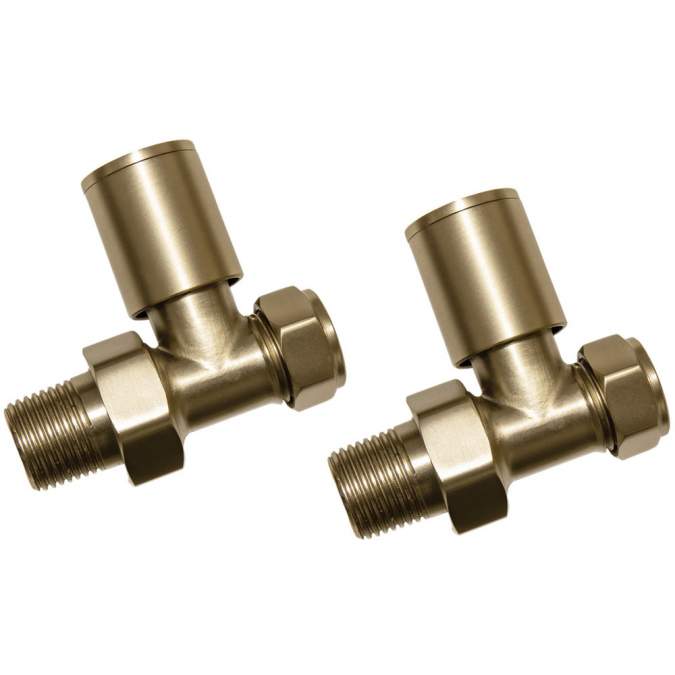 Straight Radiator Valves - Brushed Brass 