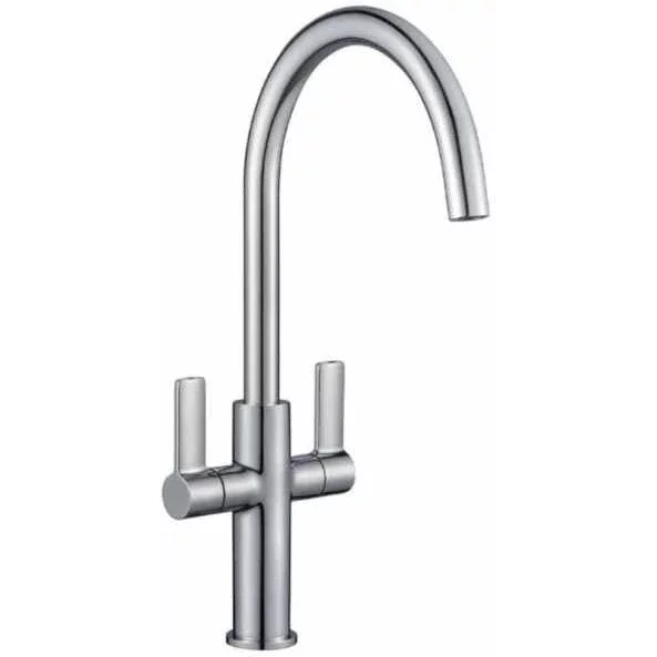 Jeroni Swan 2 Handle Chrome Kitchen Mixer Tap