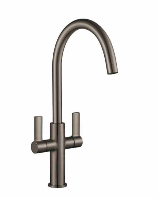 Francis Pegler Jeroni Swan 2 Handle Gunmetal Kitchen Mixer Tap