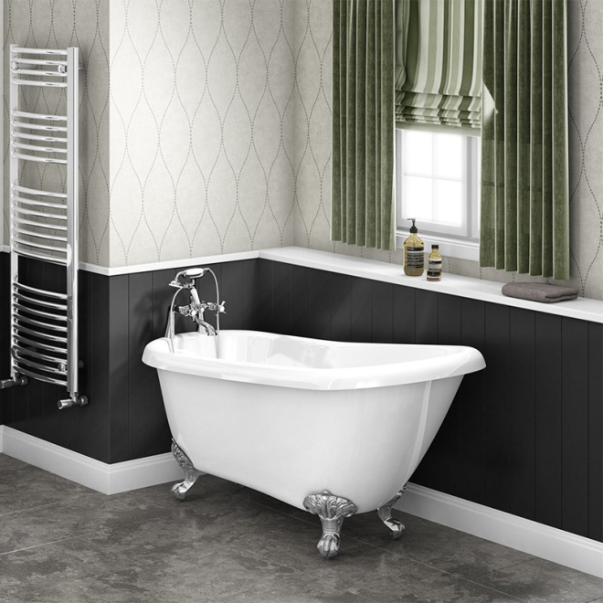 Synergy Brentwood 1685 x 725 Traditional Freestanding Slipper Bath With Chrome Feet